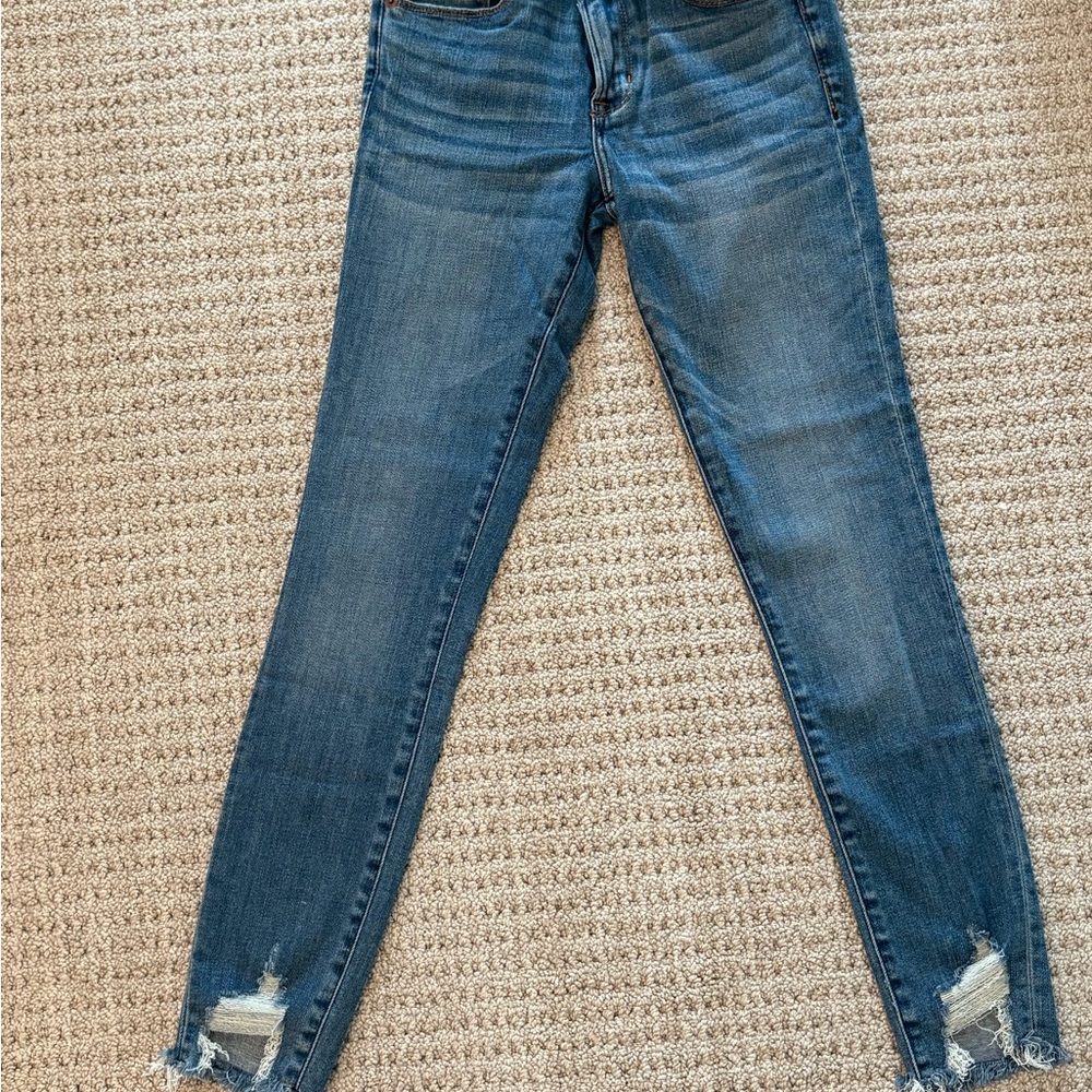 Abercrombie & Fitch The Super Skinny Ankle Mid-Rise Distressed Women's Jeans